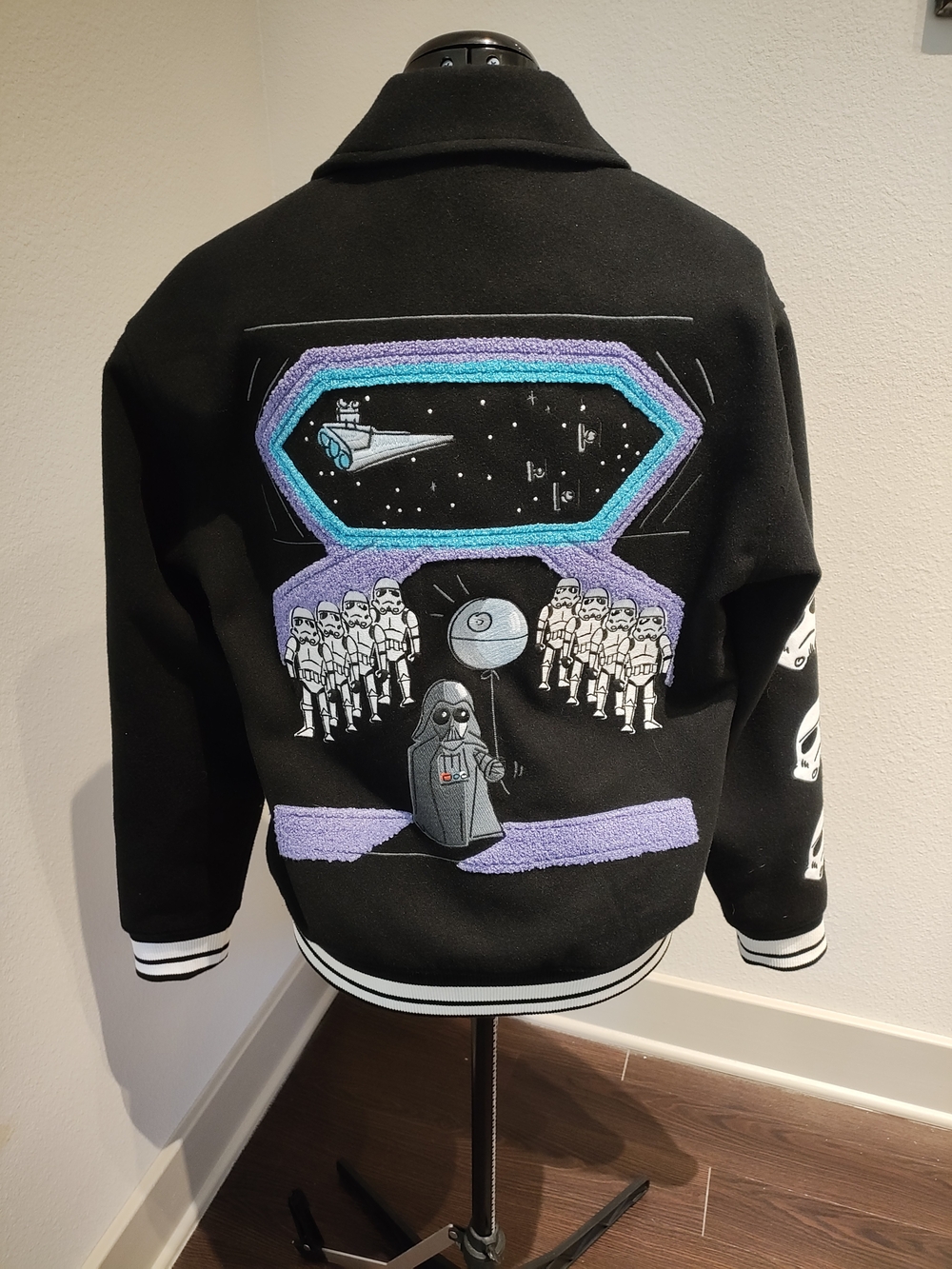 Star Wars Black Varsity Jacket Embroidered Darth Vader